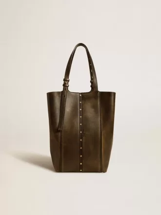 24/7 Bag North South aus schwarzem Distressed-Leder mit verstellbaren Henkeln