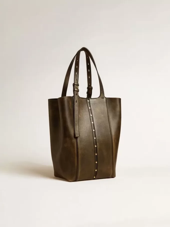 24/7 Bag North South aus schwarzem Distressed-Leder mit verstellbaren Henkeln