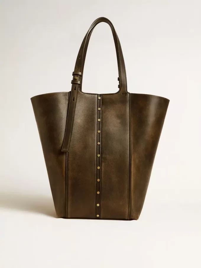 24/7 Bag North South aus schwarzem Distressed-Leder mit verstellbaren Henkeln