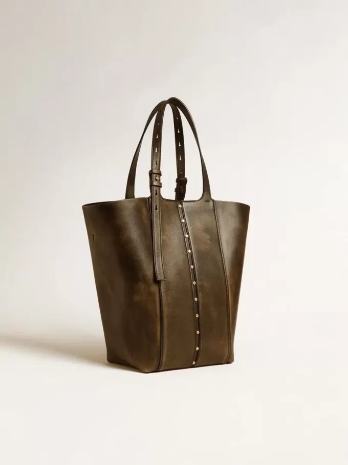24/7 Bag North South aus schwarzem Distressed-Leder mit verstellbaren Henkeln