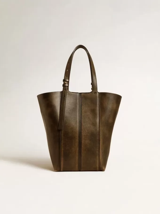 24/7 Bag North South aus schwarzem Distressed-Leder mit verstellbaren Henkeln