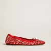 Amy Ballerinas aus rotem Nappaleder mit silberfarbenen Nieten