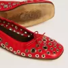 Amy Ballerinas aus rotem Nappaleder mit silberfarbenen Nieten