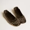 Amy Ballerinas aus schwarzem Nappaleder mit silberfarbenen Nieten