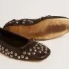 Amy Ballerinas aus schwarzem Nappaleder mit silberfarbenen Nieten