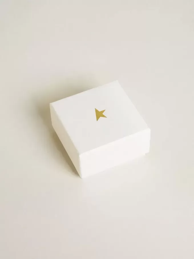 Anhänger in Form eines Schlosses aus goldfarbenem Messing mit Kristallen