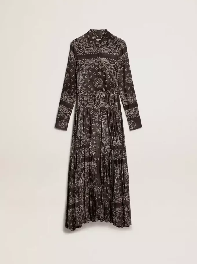 Anthrazitgraues Hemdkleid mit Paisley-Print Anthrazitgraues Hemdkleid mit Paisley-Print