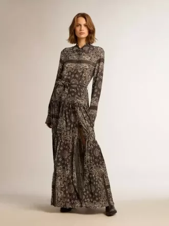 Anthrazitgraues Hemdkleid mit Paisley-Print