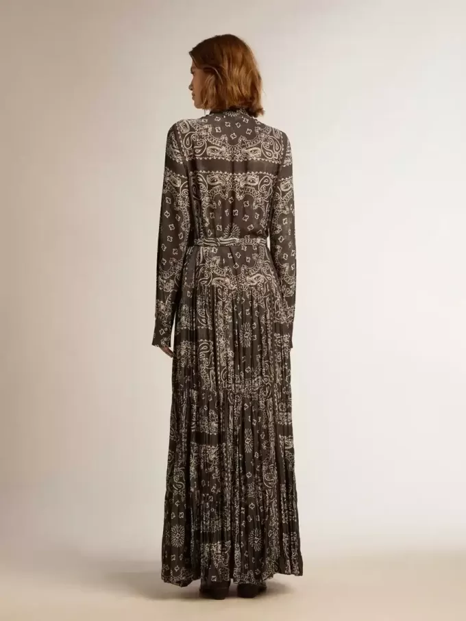 Anthrazitgraues Hemdkleid mit Paisley-Print Anthrazitgraues Hemdkleid mit Paisley-Print