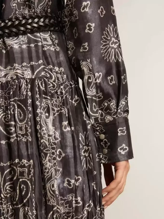 Anthrazitgraues Hemdkleid mit Paisley-Print Anthrazitgraues Hemdkleid mit Paisley-Print