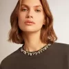 Anthrazitgraues Sweatshirt für Damen mit Kristallen Anthrazitgraues Sweatshirt für Damen mit Kristallen