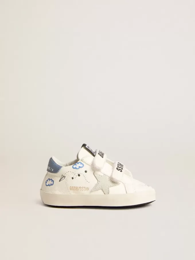 Baby Old School mit Stern aus Wildleder und hellblauer Lederlasche an der Ferse Baby Old School mit Stern aus Wildleder und hellblauer Lederlasche an der Ferse