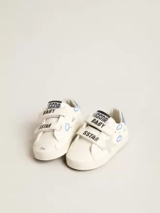 Baby Old School mit Stern aus Wildleder und hellblauer Lederlasche an der Ferse
