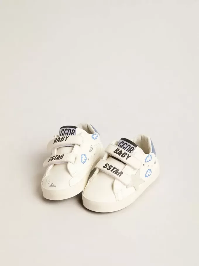 Baby Old School mit Stern aus Wildleder und hellblauer Lederlasche an der Ferse Baby Old School mit Stern aus Wildleder und hellblauer Lederlasche an der Ferse