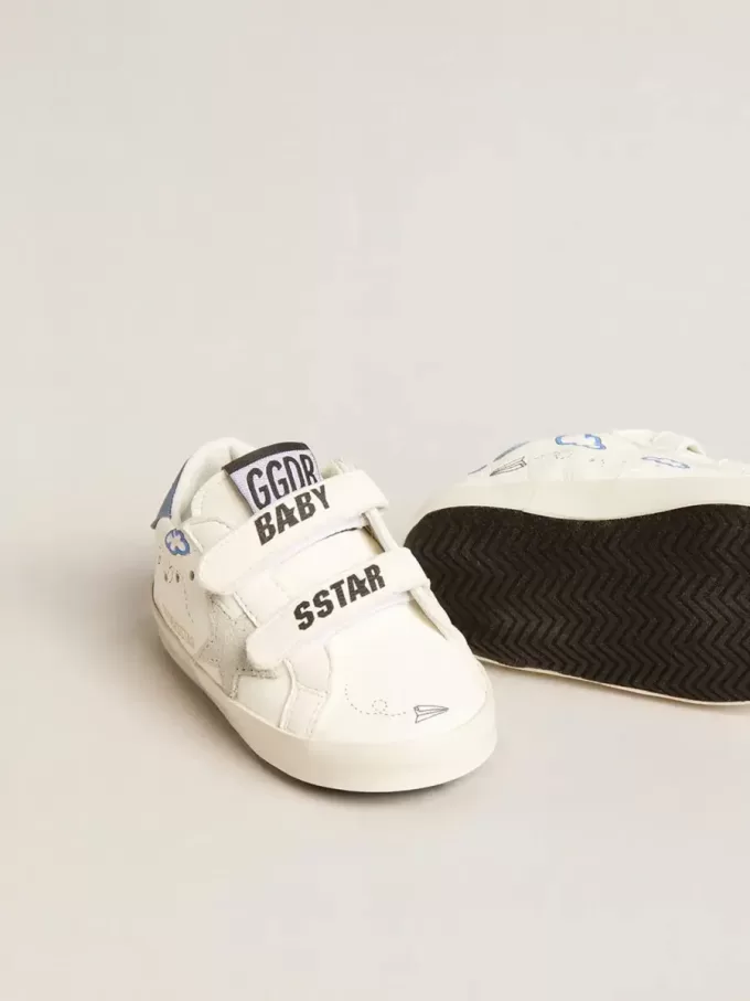Baby Old School mit Stern aus Wildleder und hellblauer Lederlasche an der Ferse Baby Old School mit Stern aus Wildleder und hellblauer Lederlasche an der Ferse