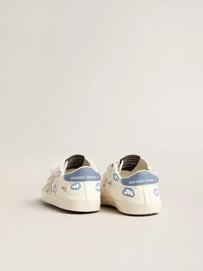 Baby Old School mit Stern aus Wildleder und hellblauer Lederlasche an der Ferse Baby Old School mit Stern aus Wildleder und hellblauer Lederlasche an der Ferse