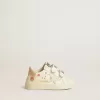Baby School aus Nappaleder mit rosa Rosenmotiv und weißem Wildlederstern Baby School aus Nappaleder mit rosa Rosenmotiv und weißem Wildlederstern