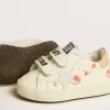 Baby School aus Nappaleder mit rosa Rosenmotiv und weißem Wildlederstern Baby School aus Nappaleder mit rosa Rosenmotiv und weißem Wildlederstern