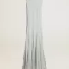 Babyblaues Damenkleid mit vertikalem Streifenmuster Babyblaues Damenkleid mit vertikalem Streifenmuster