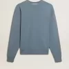 Babyblaues Sweatshirt mit umgekehrtem Logo auf der Rückseite – Jersey Capsule