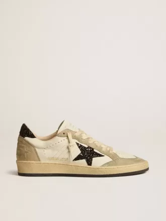 Ball Star aus Nappa und Wildleder mit schwarzem Glitzerstern und Fersenlasche