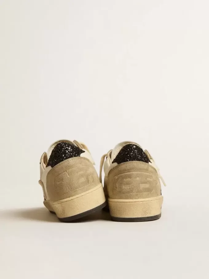 Ball Star aus Nappa und Wildleder mit schwarzem Glitzerstern und Fersenlasche