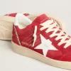Ball Star aus rotem Wildleder mit weißem Lederstern und Fersenlasche