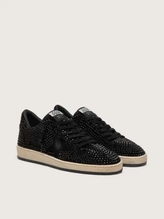Ball Star aus Wildleder mit schwarzen Swarovski-Kristallen und schwarzem Wildlederstern