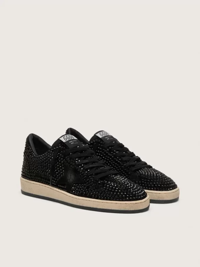 Ball Star aus Wildleder mit schwarzen Swarovski-Kristallen und schwarzem Wildlederstern