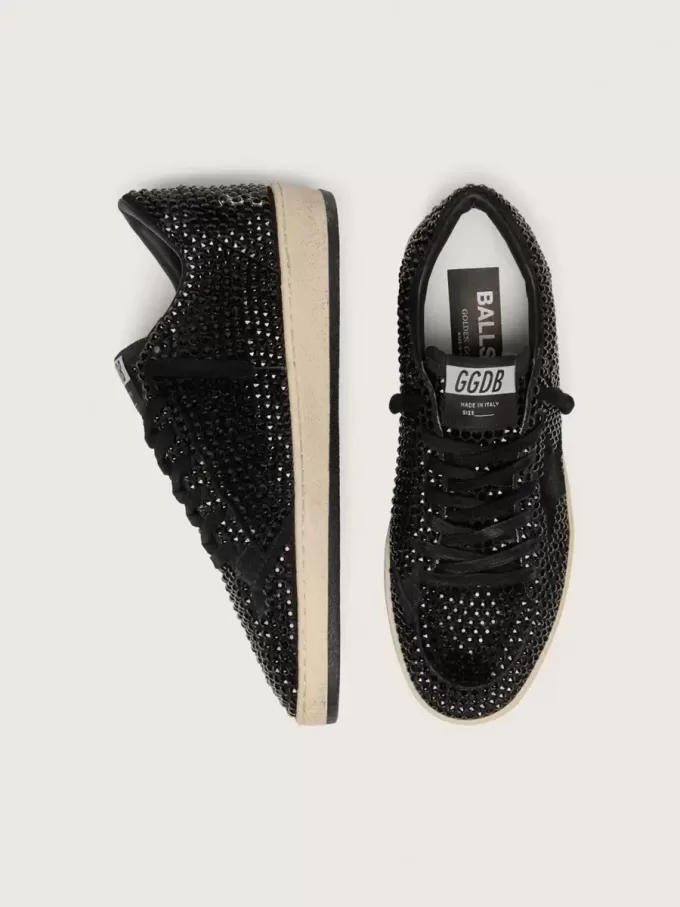 Ball Star aus Wildleder mit schwarzen Swarovski-Kristallen und schwarzem Wildlederstern