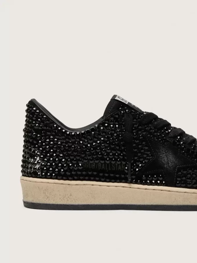 Ball Star aus Wildleder mit schwarzen Swarovski-Kristallen und schwarzem Wildlederstern
