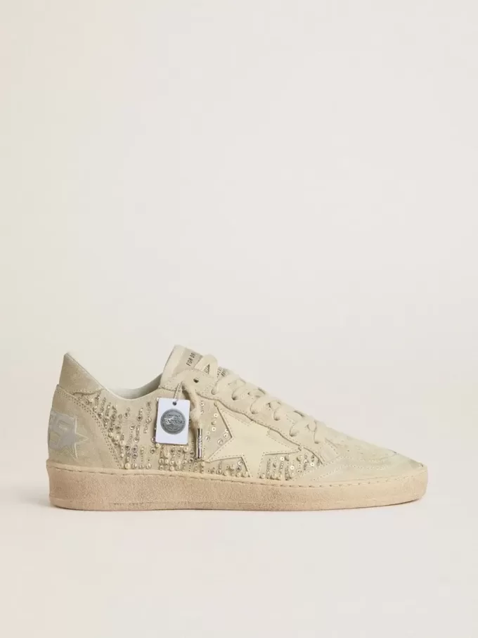 Ball Star aus Wildleder mit Swarovski-Kristallen und Perlen sowie Lederstern