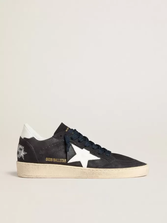Ball Star für Damen aus dunkelblauem Wildleder mit Lederstern und Fersenlasche