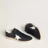 Ball Star für Damen aus dunkelblauem Wildleder mit Lederstern und Fersenlasche