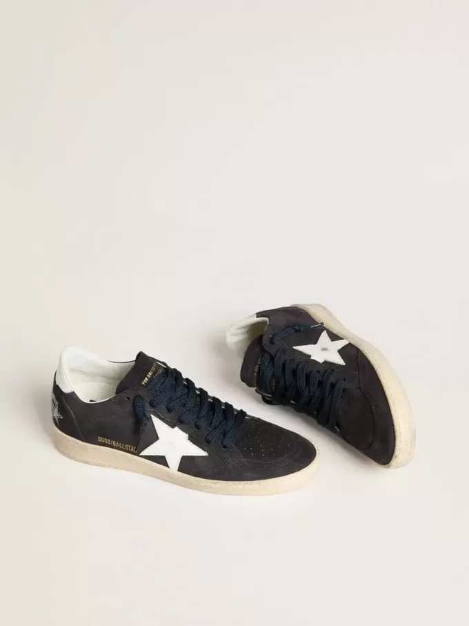 Ball Star für Damen aus dunkelblauem Wildleder mit Lederstern und Fersenlasche