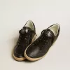 Ball Star für Damen aus schwarzem Nappaleder mit schwarzem Glitzerstern und Fersenlasche aus Wildleder Ball Star für Damen aus schwarzem Nappaleder mit schwarzem Glitzerstern und Fersenlasche aus Wildleder