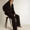 Ball Star für Damen aus schwarzem Nappaleder mit schwarzem Glitzerstern und Fersenlasche aus Wildleder Ball Star für Damen aus schwarzem Nappaleder mit schwarzem Glitzerstern und Fersenlasche aus Wildleder