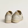 Ball Star für Damen aus weißem Nappa und Mesh mit tabakfarbenem Nubuk-Stern und beigem Fersenriemen Ball Star für Damen aus weißem Nappa und Mesh mit tabakfarbenem Nubuk-Stern und beigem Fersenriemen