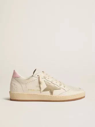 Ball Star für Damen mit goldfarbenem Lederstern und rosa Lederlasche am Absatz Ball Star für Damen mit goldfarbenem Lederstern und rosa Lederlasche am Absatz