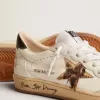 Ball Star für Damen mit Stern aus Leopardenfell und schwarzer Fersenlasche Ball Star für Damen mit Stern aus Leopardenfell und schwarzer Fersenlasche