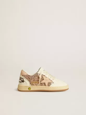 Ball Star Junior aus Glitzer und Nappa mit Lederstern und Fersenlasche
