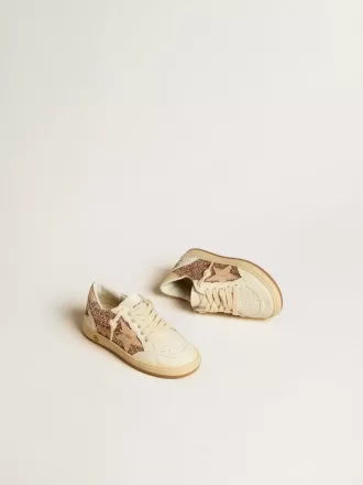 Ball Star Junior aus Glitzer und Nappa mit Lederstern und Fersenlasche