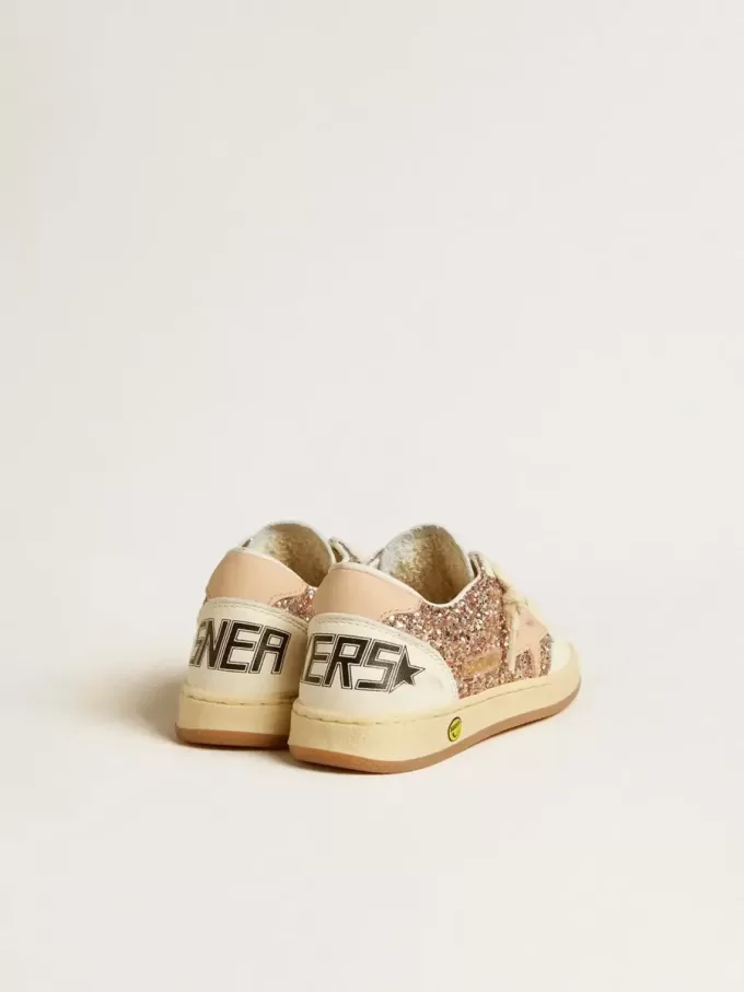 Ball Star Junior aus Glitzer und Nappa mit Lederstern und Fersenlasche