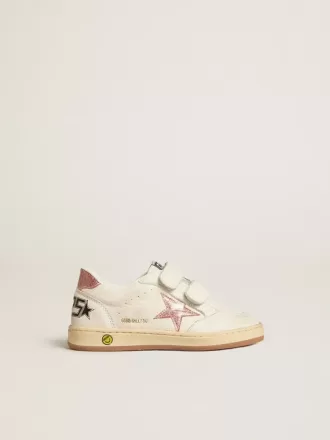 Ball Star Junior aus Nappa mit pfirsichrosa Glitzerstern und Fersenlasche
