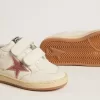 Ball Star Junior aus Nappa mit pfirsichrosa Glitzerstern und Fersenlasche