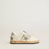 Ball Star Junior aus Nappaleder mit silbernem Glitzerstern und Fersenlasche