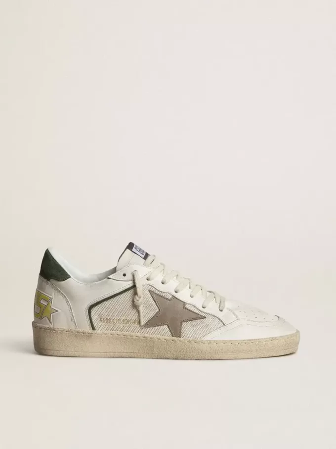 Ball Star LTD aus Mesh und Nappaleder mit grauem Lederstern und grüner Wildleder-Fersenlasche