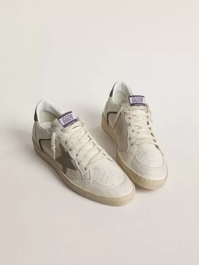 Ball Star LTD aus Mesh und Nappaleder mit grauem Lederstern und grüner Wildleder-Fersenlasche