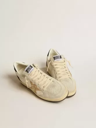 Ball Star LTD für Damen aus Nappa und Wildleder mit Glitzerstern und schwarzer Fersenlasche