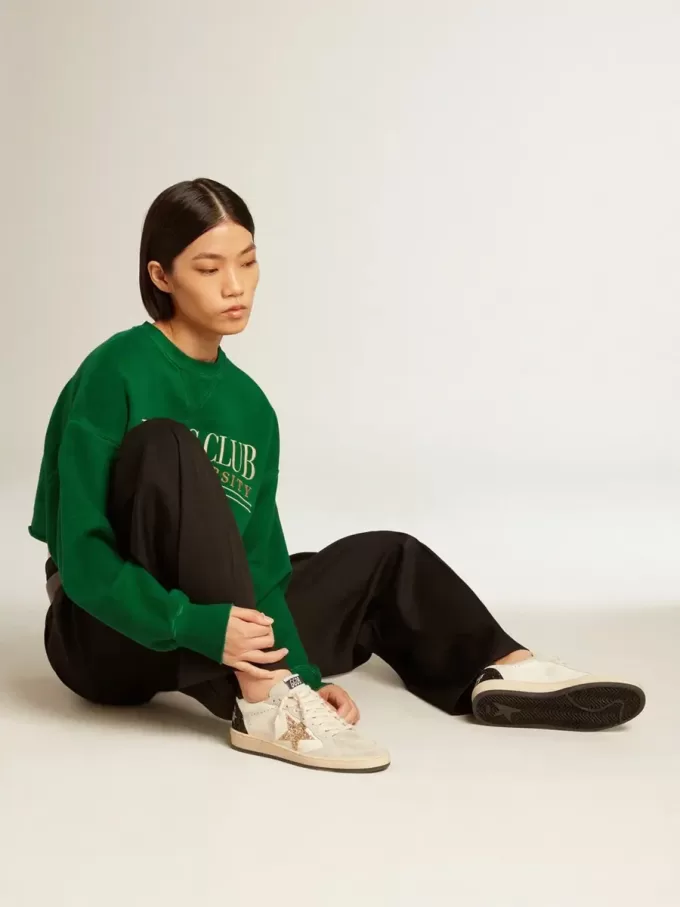 Ball Star LTD für Damen aus Nappa und Wildleder mit Glitzerstern und schwarzer Fersenlasche Ball Star LTD für Damen aus Nappa und Wildleder mit Glitzerstern und schwarzer Fersenlasche
